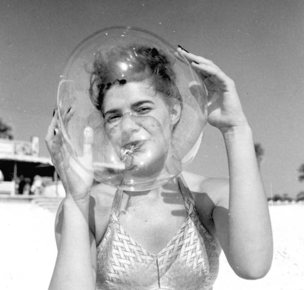 Leatrice Jackson blows a bubble balloon - Panama City Beach